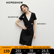 紅袖休閑連衣裙2025夏季新款女裝假兩件拼接連帽領(lǐng)獨特漂亮掐腰中長(cháng)裙 黑050 XL