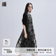 播新中式連衣裙女商場(chǎng)同款中長(cháng)款文藝風(fēng)假兩件罩衫裙子BDR1LD0073 K44玄黑花 XL