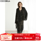 COCOBELLA不規則蕾絲花邊半身裙肌理皺優(yōu)雅通勤包臀裙HS3115 曜石黑 M