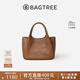 BAGTREE包包樹(shù)墩墩包輕奢品牌新款植鞣牛皮菜籃子手提水桶包單肩斜挎女包 烤棕色【贈可拆卸內袋】 高級小眾生日禮物女