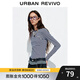 UR2025秋季新款女裝簡約基礎(chǔ)撞色條紋圓領(lǐng)修身T恤UYB450018 墨藍(lán)條紋 M