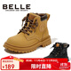 百麗童鞋秋冬靴子中大童馬丁靴短靴男女童兒童英倫皮靴 駝色37碼