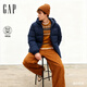 蓋璞（GAP）男裝2025秋季新款logo寬松連帽泡芙羽絨服百搭簡(jiǎn)約外套 海軍藍 L (175/96A)亞洲尺碼 【偏大，建議拍小一碼】