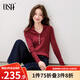 OSA[新品]歐莎鉤花V領(lǐng)紅色針織衫女2025秋季新款氣質(zhì)顯瘦毛衣上衣 大紅色 L