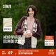 森馬（Semir）外套女連帽插肩袖寬松上衣女士秋季潮流刺繡撞色夾克美式復古 白咖色調00415 M