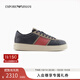 EMPORIO ARMANI/阿瑪尼官方旗艦新款男輕戶(hù)外拼接綁帶復古休閑運動(dòng)板鞋秋季 MZ316-深藍色 40