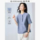 佐丹奴淡人穿搭女天然棉麻襯衫條紋暗門(mén)筒圓領(lǐng)梭織短袖 13345314 34藍白條紋 M