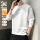 Wassup Sohot衛衣男冬季重磅圓領(lǐng)打底衫提花長(cháng)袖休閑T恤 白色(春秋款) XL
