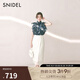SNIDEL2025春夏新品半高領(lǐng)蝴蝶結印花小飛袖雪紡襯衫SWFB252053 深藍 均碼 (F)