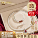 中國(guó)黃金（CHINA GOLD）珍珠項(xiàng)鏈媽媽款吊墜珍珠首飾套裝淡老婆生日禮物中秋節(jié)禮物送女友 好禮三件套【項(xiàng)鏈+手鏈+耳釘+珍愛禮盒】