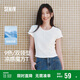 森馬（Semir）短袖t恤女短款修身圓領(lǐng)內(nèi)搭25夏涼感收腰V領(lǐng)上衣辣妹109325100006
