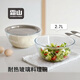 霜山透明玻璃碗家用烘焙攪拌打蛋碗可微波和面揉面盆料理沙拉碗 【套裝】玻璃碗+不銹鋼蓋