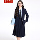 造夢(mèng)伊人職業(yè)女裝套裝長(cháng)袖秋冬新款學(xué)院時(shí)尚面試正裝通勤西服套裝 藏青色西裝+裙+襯衫 M