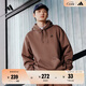adidas休閑寬松加厚抓絨連帽衛衣套頭衫男女秋冬阿迪達斯輕運動(dòng) 巖層深土地棕/黑色   M