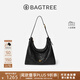 BAGTREE包包樹(shù)圖南植鞣牛皮腋下hobo女包2025年新款單肩斜挎包通勤餃子包 檀黑色-大號 贈斜挎延長(cháng)肩帶 高級小眾