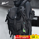回力雙肩包男士大容量潮流休閑出差電腦包大學(xué)生機能書(shū)包登山旅行背包 黑色【帶伸縮鑰匙扣掛件】