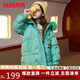 鴨鴨兒童羽絨服女童中長款毛領(lǐng)冬季中大童洋氣加厚保暖童裝外套WJ