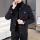 茄克斯秋冬季翻領(lǐng)夾克男士韓版高級感帥氣輕奢男裝加絨加厚青年毛呢外套 黑色-常規 XL 建議125-140斤