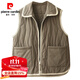 皮爾卡丹（pierre cardin）單棉馬甲女秋冬棉衣日系坎肩感無(wú)袖馬夾外套休閑復古寬松洋氣款 綠色 2XL 【建議145-160斤】