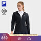 FILA 斐樂(lè )官方女士針織連帽外套2025夏新款網(wǎng)球運動(dòng)簡(jiǎn)約基礎上衣 深黑-BK L 170/88A/L