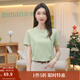 茵曼（INMAN）純棉舒適女裝logo繡花短袖t恤時(shí)尚百搭休閑2025夏季新品上衣 嫩綠色-K18528053 XL