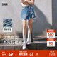 森馬（Semir）森柔牛仔|森馬牛仔褲女不對稱(chēng)裙褲甜酷小眾夏季個(gè)性寬松短褲高街 牛仔中藍88201 L