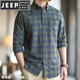 JEEP SPIRIT2025春秋長(cháng)袖襯衫格子純棉男休閑法蘭絨打底襯衣服青年 主圖色 41