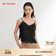 EP雅瑩女裝 彈力重磅真絲蕾絲吊帶上衣 夏季商場(chǎng)同款A508A 黑色 L