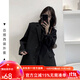 梵奧格（FANAOGE）大碼西裝外套女胖mm黑色高級感春秋2-300斤寬松顯瘦西服開(kāi)衫上衣 黑色 2XL 150斤-200斤