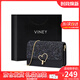 viney包包女包牛皮單肩包品牌斜挎包小包生日禮物送女友老婆 【黑色】實(shí)用高級感輕奢ck風(fēng)鏈條小方包