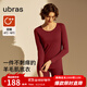 ubras【劉雯同款】保暖圓領(lǐng)羊毛肌底衣套裝女秋衣褲打底美拉德風(fēng) 【倍暖套裝】絲絨紅色 L