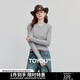 初語(yǔ)修身輕薄云感T恤女2025秋季新款天絲羊毛長(zhǎng)袖復(fù)古亨利領(lǐng)上衣七夕 花灰色 XL