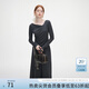 范思藍恩秋季設計感針織T恤半身裙時(shí)尚套裝女秋裝新款慵懶高腰半身裙女 深灰色（上衣） M