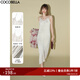 COCOBELLA法式不規則壓褶連衣裙女25夏絲滑緞面吊帶裙FR0017 月光流沙 S