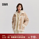 森馬（Semir）外套女牛角扣翻領(lǐng)寬松文藝2024冬季仿麂皮仿兔毛夾克109724108011