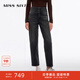 MISS SIXTY含羊絨牛仔褲女士復古三環(huán)高腰顯瘦八分直筒褲小個(gè)子 深灰 27