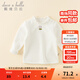 戴維貝拉（DAVE＆BELLA）女童長(cháng)袖t恤加絨寶寶上衣打底衫兒童衣服秋冬新款小童套頭衫 米白【現貨】 90 cm（建議身高80-90cm）