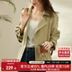 尚都比拉秋季風(fēng)衣外套女西裝領(lǐng)時(shí)尚百搭短款寬松顯瘦小個(gè)子女裝 卡其色 M