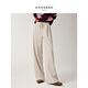 玖姿·安娜蔻松弛慵懶風(fēng)暗提花肌理窄版直筒褲休閑褲2025冬季新款 米色 S