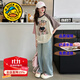 G.DUCKKIDS童裝女童夏裝套裝兒童衣服女大童春秋季25新款短袖闊腿褲兩件套女 T345拼色套裝aqegqma【夏款】 160 尺碼13~14歲【150-160cm】
