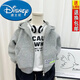 迪士尼（Disney）男童春秋裝外套2025新款酷帥兒童百搭夾克衫男孩中小童連帽棒球服 灰色拉鏈衛衣01 130 （建議50-60斤）