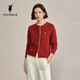 POLOWALK女士羊毛衫圣誕紅色毛衣2025秋冬新款新年紅針織衫開(kāi)衫 紅色 L