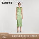 SANDRO2024春秋款女裝薄荷曼波條紋露腰連衣裙長(cháng)裙SFPRO03543 802/橄欖綠色 36