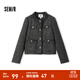 森馬（Semir）【通勤小香風(fēng)】外套女短款優(yōu)雅直角肩外穿24新款粗花呢流蘇短夾克 灰色調00322 M