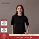 Calvin Klein運動(dòng)25夏季女士休閑ck字母織帶純棉健身訓練短袖T恤GWS5K108 UB1-太空黑 XS