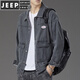 JEEP SPIRIT牛仔外套男士春秋季潮流寬松休閑秋裝薄款美式工裝翻領(lǐng)夾克男上衣 J08灰 2XL