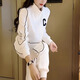 NPZ輕奢休閑套裝女2025秋冬新款拉鏈衛衣外套運動(dòng)套裝兩件套 白色套裝 S