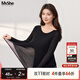 MsShe【高彈網(wǎng)紗長(cháng)袖T恤】大碼女裝2025秋冬裝胖mm內搭打底衫上衣女 黑色現貨 4XL