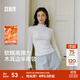 森馬（Semir）長袖T恤女半高領(lǐng)緊身純色冬季2025新款發(fā)熱抓絨木耳邊打底衫 奶白10501 M