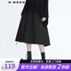 S.DEER圣迪奧女裝酷感松緊字母印花織帶不規則黑色傘裙S20461101 黑色/91 S/160